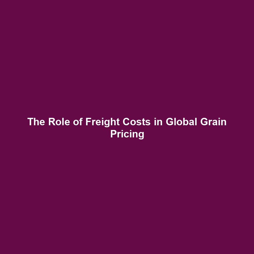 The Role of Freight Costs in Global Grain Pricing