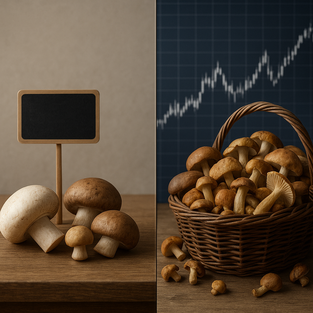 Mushroom market stability versus volatility